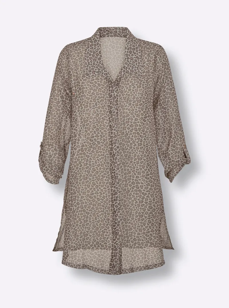 feel good Strandbluse, Champagner-schoko-bedruckt, – Produktbild 1 von 2