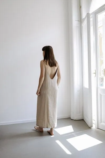 gust. gust. Leinenkleid mit Rückenausschnitt - 100% Bio-Leinen, Natural (natur), – Produktbild 1 von 3