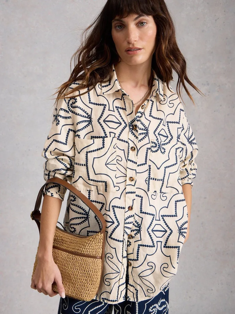 White Stuff Leinenbluse Lydia - 34, Elfenbein print, – Produktbild 3 von 4