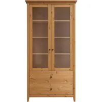 Vitrine "Solvita" mit 2 Glastüren und 2 SL, B 101 x T 40 x H 200 cm, Kiefer gelaugt – Produktbild 1 von 1