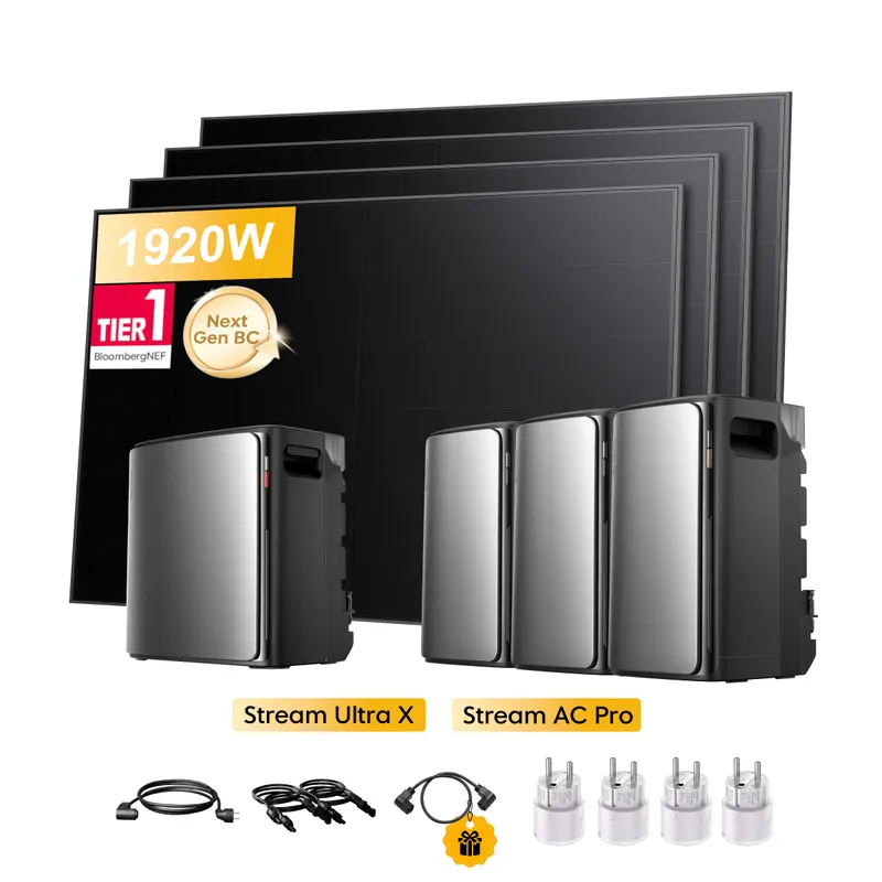 EcoFlow EcoFlow Stream Ultra X, All-in-One Speicher für Balkonkraftwerke, mit 4 x 480Wp Sunpro BC Bifazial Full Black Solarmodul, by Powerness - Stream Ultra X + 3 x Stream AC Pro | 9600Wh / 4 x Smart Plug / Selbstabholung – Produktbild 1 von 2