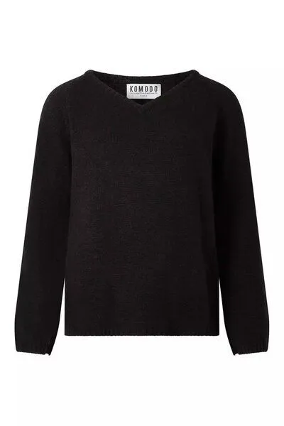KOMODO Komodo Merino-Pullover mit V-Auschnitt Modell: Natty, Black, – Produktbild 2 von 2