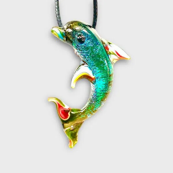 Der Lindwurm Der Lindwurm Kette mit Glasanhänger in Tierform, Grün, – Produktbild 5 von 5