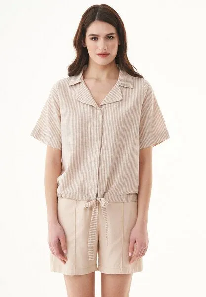 ORGANICATION ORGANICATION Bluse aus Bio-Baumwolle und Leinen, Sand/ecru, – Produktbild 1 von 4