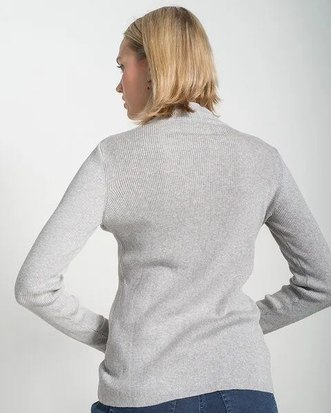 Alma & Lovis Alma & Lovis Rollkragen-Pullover aus Bio-Baumwolle | Rolli, Stone (grau), – Produktbild 2 von 4