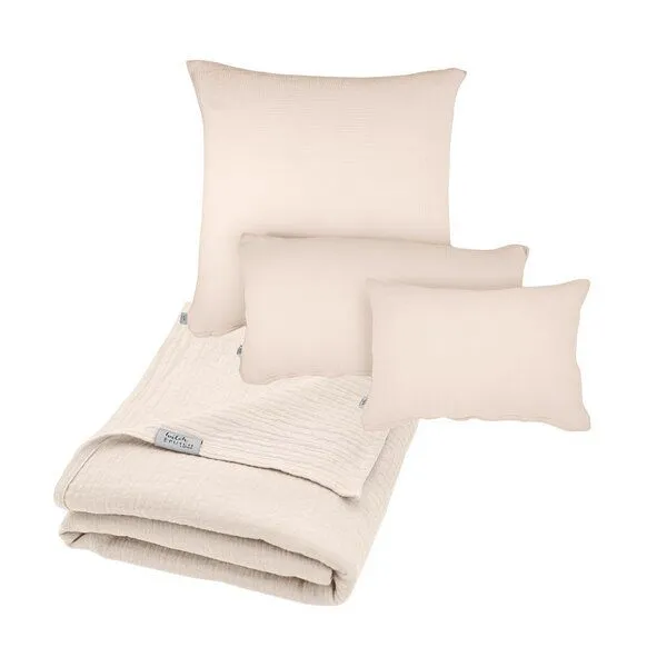 Hutch&Putch Hutch&Putch Musselin-Sommerbundle für warme Nächte (Sommerdecke 200x135 + Kopfkissenbezug nach Wahl) aus 100% Bio-Baumwolle - Handmade in Germany, Beige, – Produktbild 1 von 4