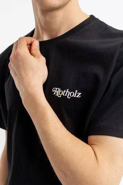 Rotholz T-Shirt mit Rotholz Logo Print aus Bio-Baumwolle, Schwarz, – Produktbild 3 von 4