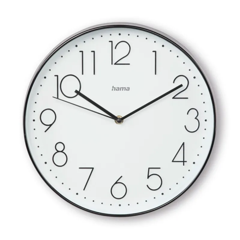 Hama Hama Wanduhr "Korsika", Ø 30 cm, ohne Ticken, Schwarz/weiß, – Produktbild 1 von 3