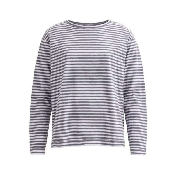 People Wear Organic People Wear Organic Langarmshirt, geringelt, Bio-Baumwolle, Grau, – Produktbild 1 von 3