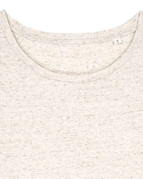 YTWOO YTWOO Damen-Scoop-Neck-T-Shirt aus Bio-Baumwolle, Beige meliert, – Produktbild 4 von 4