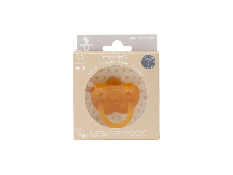 HEVEA HEVEA Schnuller classic kiefergerecht Stern & Mond 0-3 Monate, Naturkautschuk – Produktbild 2 von 2