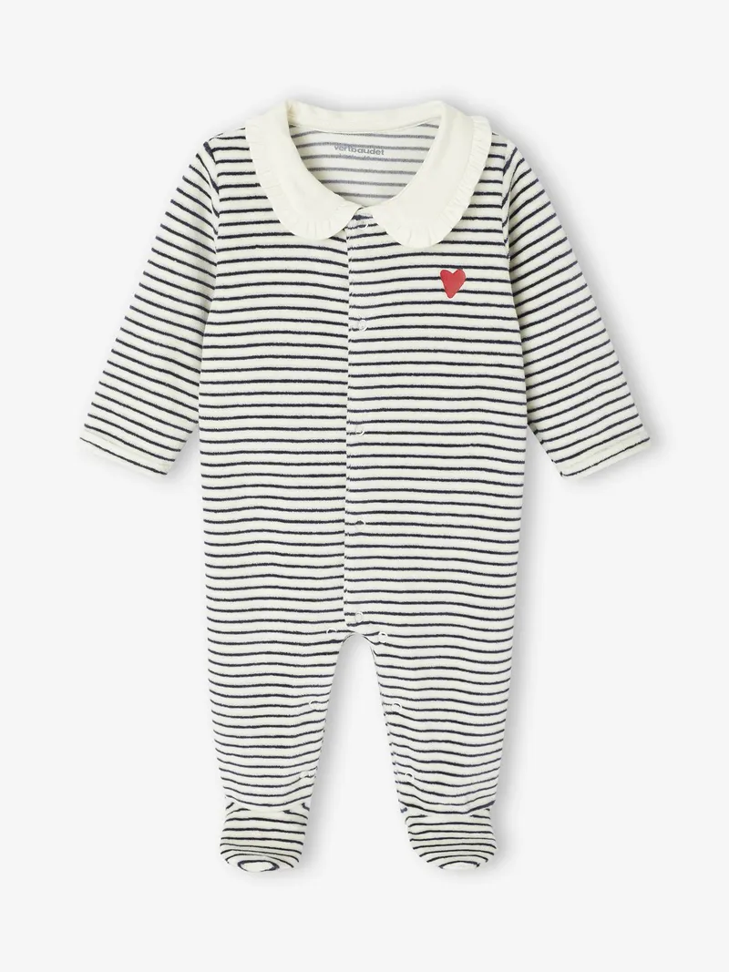 Vertbaudet 3er-Pack Baby Samt-Strampler, Nachtblau, – Produktbild 4 von 4