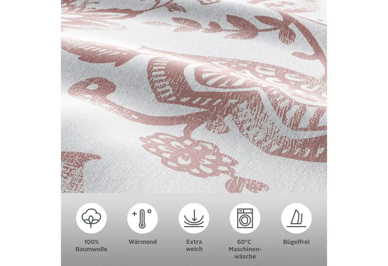 OTTO home Bettwäsche Nordby, Flanell, 2 teilig, Bettwäsche aus Baumwolle, skandinavisches Design, ab Größe 135x200 cm, Rosa, – Produktbild 1 von 6