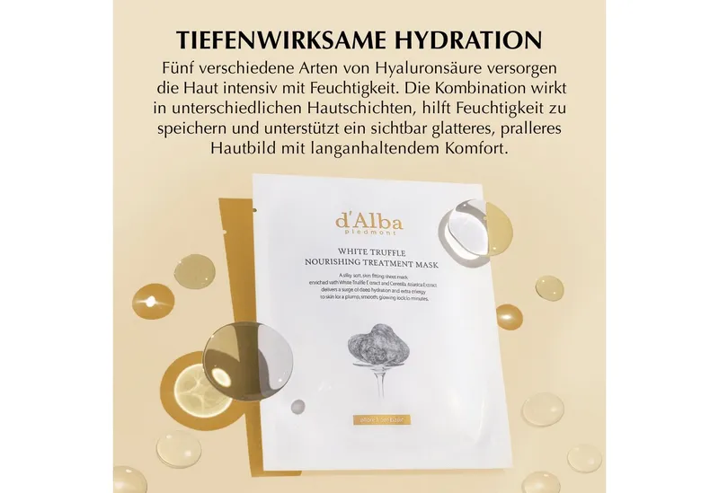 d'Alba Gesichtsmaske Tuchmaske d'Alba pflegende weiß Truffle Nourishing Treatment Mask, 5-tlg., Gesichtsmaske, Tuchmaske, Gesichtspflege, Anti-Aging – Produktbild 4 von 5