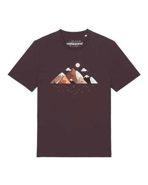 watapparel watapparel T-Shirt Unisex Mountains & Moon, Red brown, – Produktbild 1 von 2