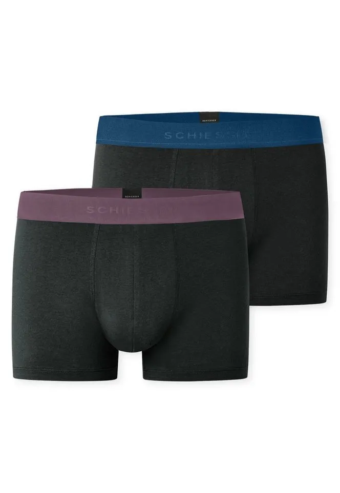 Schiesser Schiesser Lange Unterhose 95/5 Multipacks (2er Pack) mit farblich abgesetztem, sportlichem Logo-Webgummibund, Bunt, – Produktbild 2 von 5