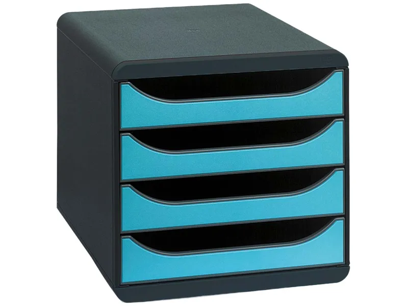 Exacompta Exacompta Schubladenbox "Iderama", DIN A4+, 4 Schubladen offen, türkis – Produktbild 1 von 1