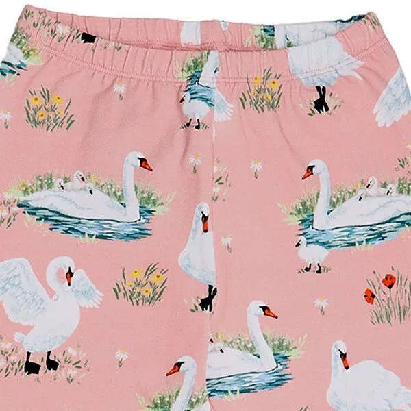 Walkiddy Kinder Leggings GOTS-zertifiziert aus Bio-Baumwolle rosé mit Schwanen-Motiv – Walkiddy, Blau, – Produktbild 2 von 3