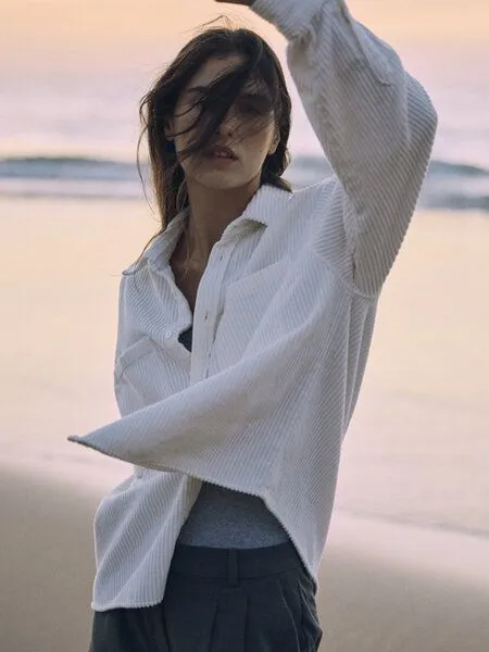 WOTE WOTE Cord Overshirt aus Organic Cotton, Offwhite, – Produktbild 1 von 3