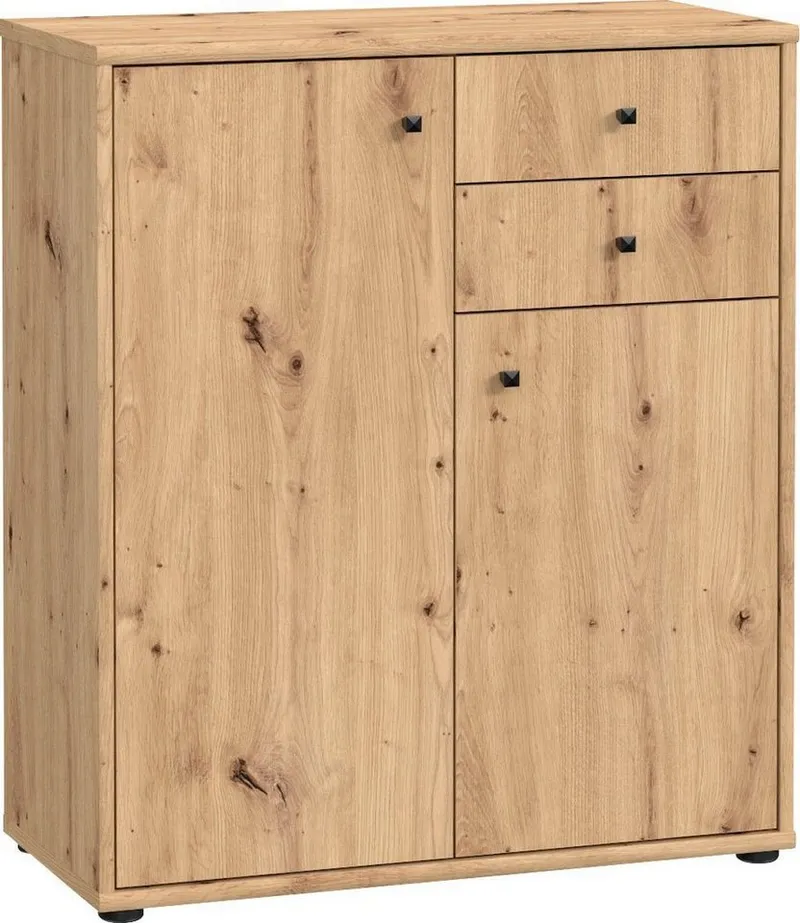 FORTE Kommode Tempra, Kommode, 2 Türen, 2 Schubkästen, viel Stauraum, Breite 73,7 cm, Beige, – Produktbild 2 von 8