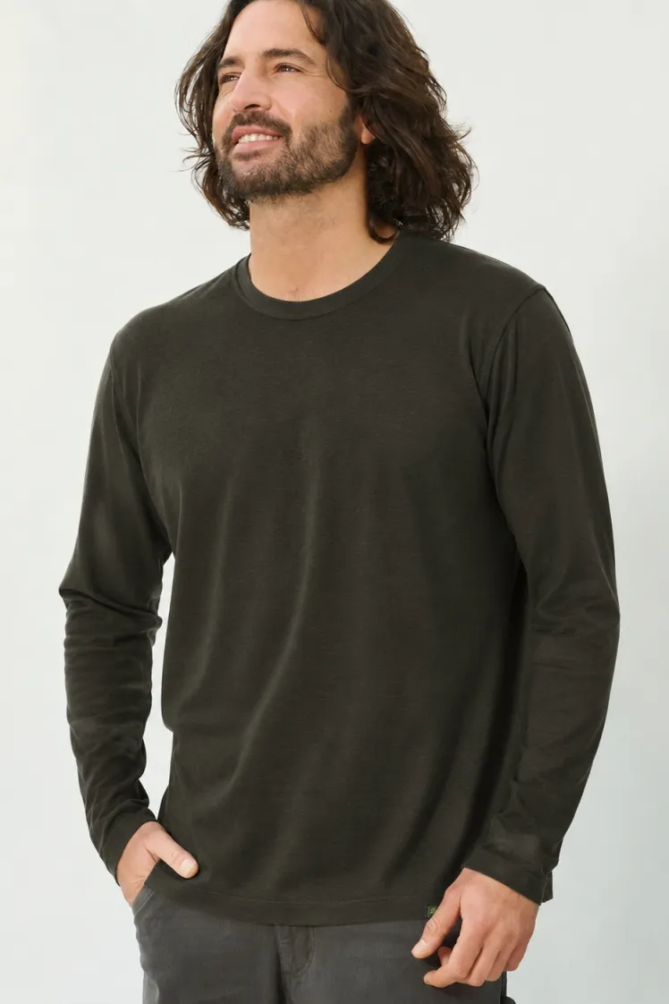 HempAge Hempage Herren vegan Langarmshirt Basic Wolf Grau, Grau, – Produktbild 2 von 2