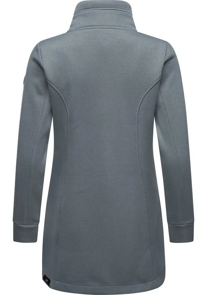 ragwear ragwear Sweatjacke Letrice Bonded Elegante Zip-Jacke mit hohem Kragen in Feinstrickoptik, Grau, – Produktbild 3 von 5
