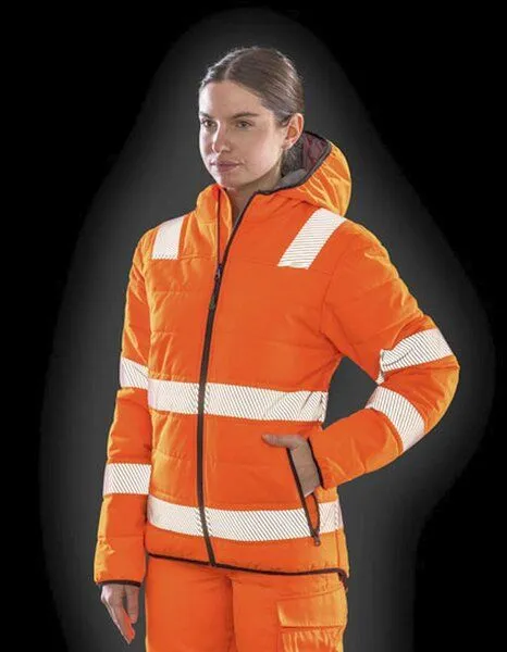 Result Genuine Recycled Result Genuine Recycled Safety Workwear HiViz Gefütterte Sicherheitsjacke Recycelt Warnschutz Regen- und Windjacken, Orange (fluorescent), – Produktbild 3 von 3