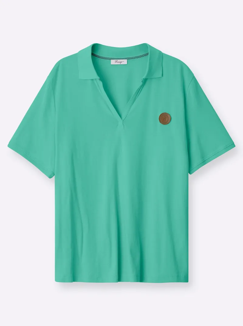sheego Poloshirt, Blaugrün, – Produktbild 2 von 2