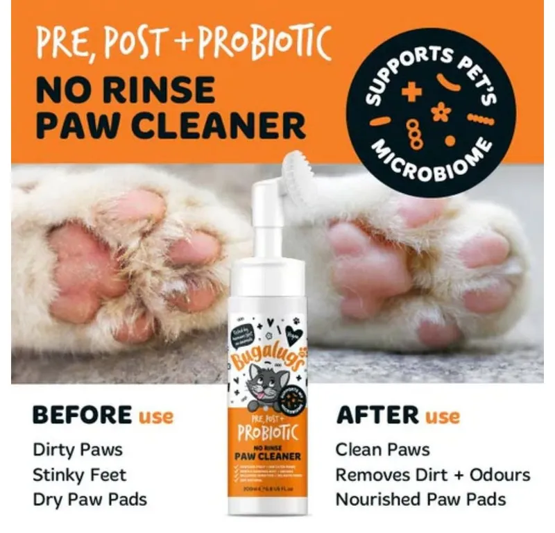 Bugalugs Bugalugs Pfotenpflege Bugalugs Pfotenreiniger für Katzen 200 ml – No-Rinse Reinigungsschaum, 200 ml, (1-St), ph neutral, Pfotenpflege, Vegan, für unterwegs, Weiß, – Produktbild 3 von 5