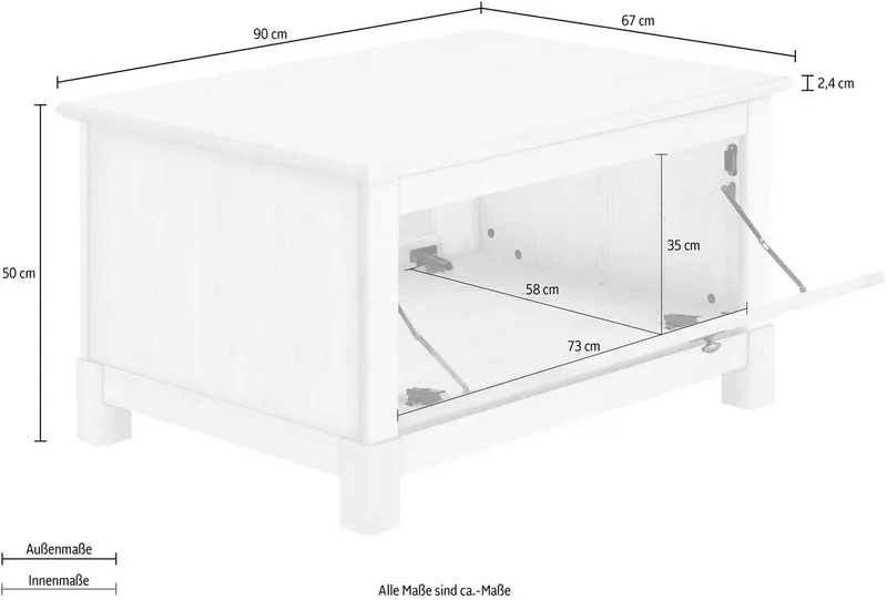 OTTO home Couchtisch Rauna, Breite 90 cm, FSC®-zertifiziertes Massivholz, Weiß, – Produktbild 5 von 5