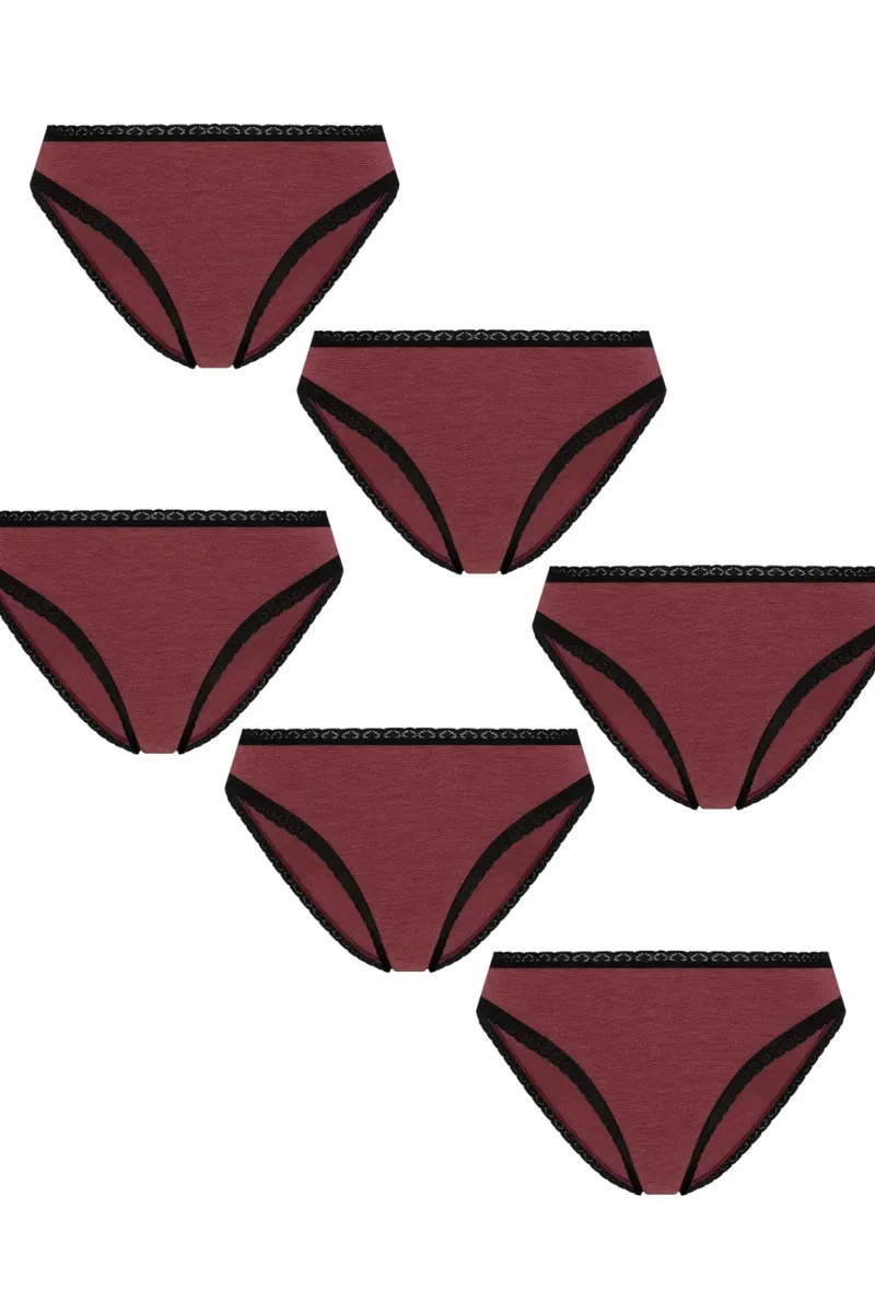 Albero Natur Albero Natur Damen vegan Multipack 6x Slips Mit Spitze, Braun, – Produktbild 2 von 2
