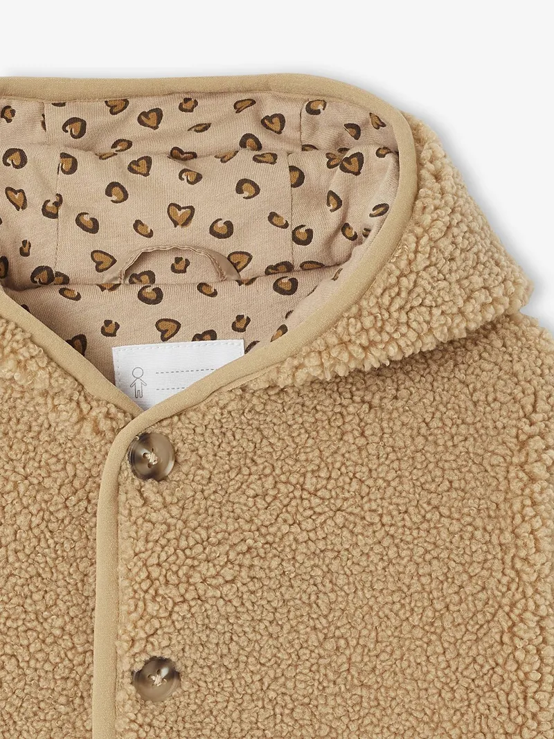 Vertbaudet Baby Jacke aus Teddyfleece mit Leo-Futter, Beige, – Produktbild 4 von 4
