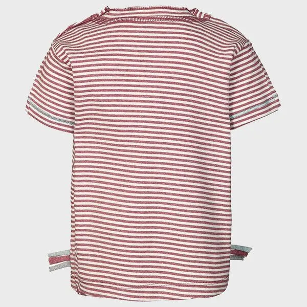 OrganicEra Baby S/S T-shirt Gestreift 'OrganicEra' aus Bio-Baumwolle, Bordeaux melange (rot), – Produktbild 2 von 4