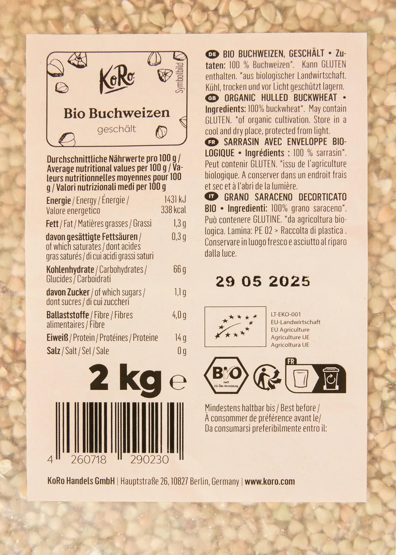 KoRo Bio Buchweizen 2 kg – Produktbild 3 von 4