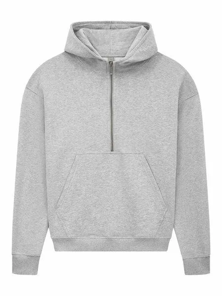 EarthPositive EarthPositive Damen Hoodie - Half Zip Suede - aus Bio-Baumwolle, Light heather (grau), – Produktbild 3 von 4