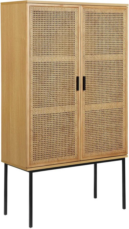 OTTO home Highboard Feines, Eschenholz-Details, robustem Metallgestell, FSC-zertifiziertem Holz, Beige, – Produktbild 2 von 5