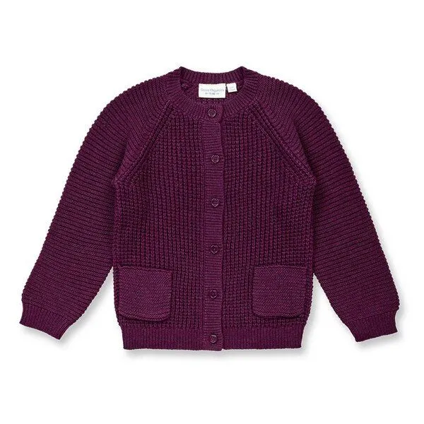 Sense Organics Sense Organics Kinder Strickjacke, Modell TULIA, Bordeauxrot melange, – Produktbild 1 von 3