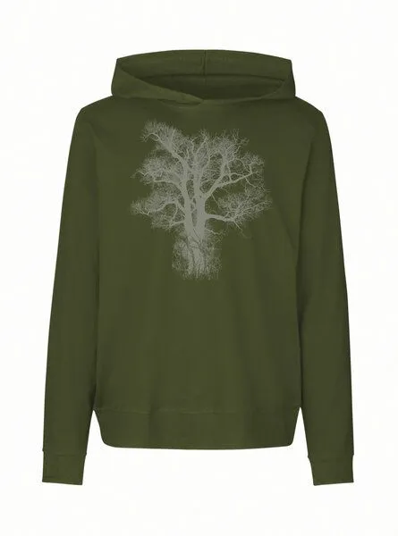 Peaces.bio - handbedruckte Biomode Peaces.bio - handbedruckte Biomode Damen Jersey-Hoodie Chestnut, Waldgrün, – Produktbild 1 von 2