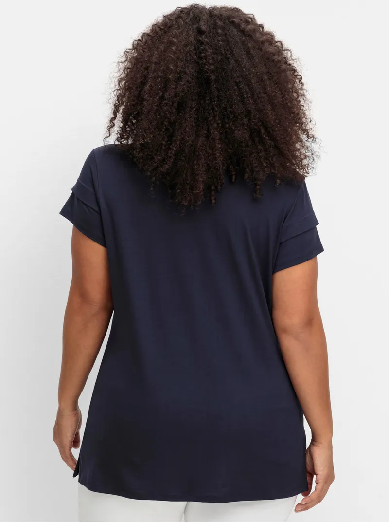 sheego by Joe Browns Kurzarmshirt, Nachtblau, – Produktbild 2 von 2