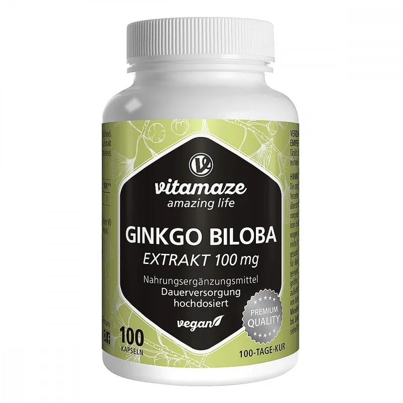 vitamaze Ginkgo Biloba 100 mg hochdosiert vegan Kapseln – Produktbild 1 von 1