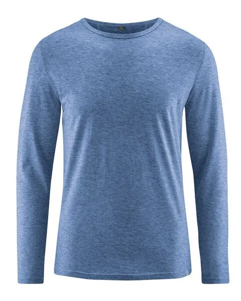 HempAge Hempage Herren Langarmshirt mit Yakwolle/Hanf/Bio-Baumwolle, Blueberry (blau), – Produktbild 1 von 4