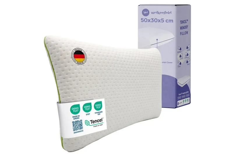Wolkenfeld Babykissen Eron Kinderkissen, Weiches und Atmungsaktives Kinderkopfkissen - Natürliches Memory Foam, Weiß, – Produktbild 6 von 8