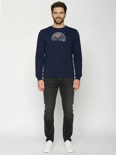 GreenBomb GREENBOMB Peak Circle Wild - Gemütliches Sweatshirt aus Bio-Baumwolle / hochwertiger Print / GOTS / Fair & Vegan, Blau (marineblau), – Produktbild 3 von 4