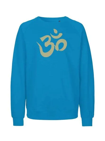 Peaces.bio - handbedruckte Biomode Peaces.bio - handbedruckte Biomode Bio Herren Sweatshirt Om, Türkis, – Produktbild 1 von 2