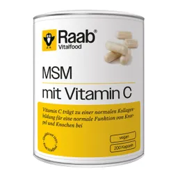 Raab Vitalfood Raab Vitalfood MSM mit Vitamin C, 200 Kapseln, 126 g – Produktbild 1 von 1