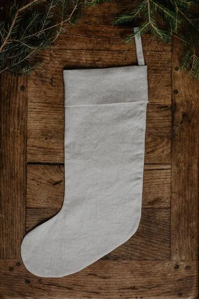 AmourLinen AmourLinen Weihnachtsstrumpf aus Leinen, Cream (grau), – Produktbild 1 von 2