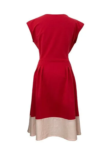 Skrabak Skrabak Jerseykleid Anna aus Bio-Baumwolle mit Borte, Rot, – Produktbild 3 von 3