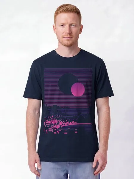 watapparel watapparel T-Shirt Unisex Sun and Moon Skyline, French navy, – Produktbild 2 von 2