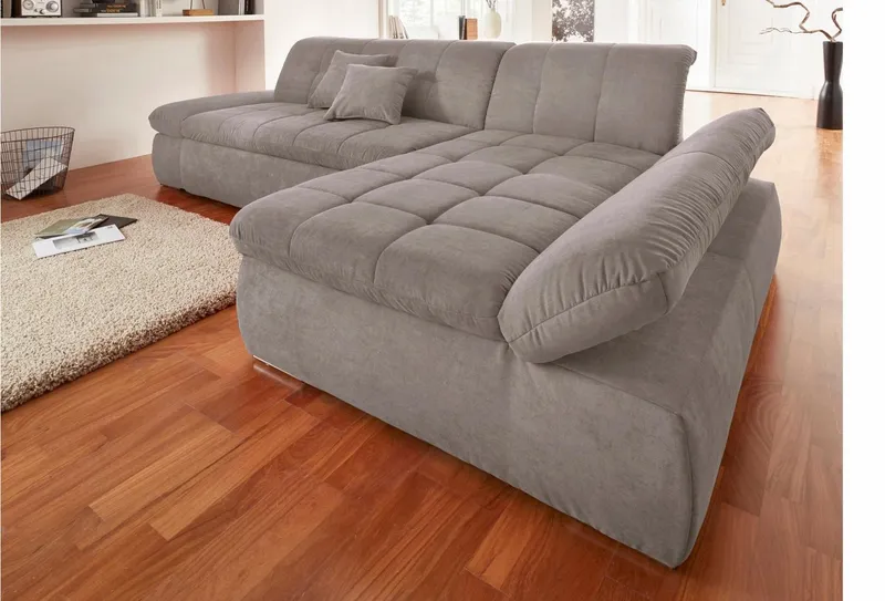 DOMO collection Ecksofa NMORIC XXL, 300x172x80cm, viel Platz, bequem, L-Form, wahlweise mit Bettfunktion und Armlehnverstellung, Braun, – Produktbild 7 von 8