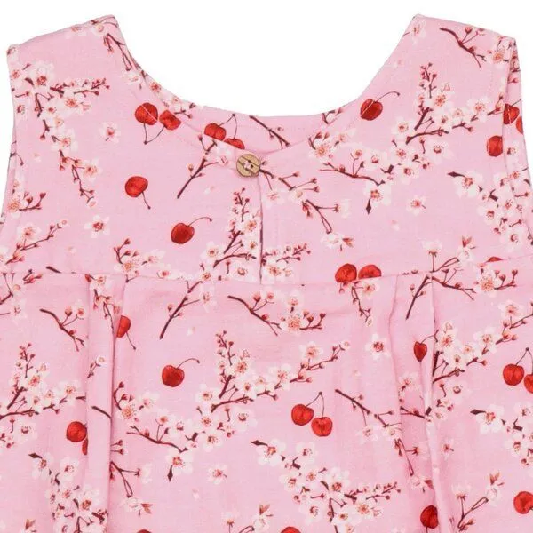 Walkiddy Walkiddy Kleinkinder Blusentop GOTS-zertifiziert aus Bio-Baumwolle rosa mit Kirschen-und-Blüten-Muster, Blau, – Produktbild 3 von 3